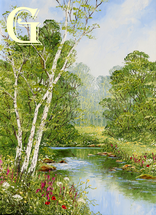 ORIGINAL PAINTING BY TERRY EVANS, SUMMER BY THE BROOK