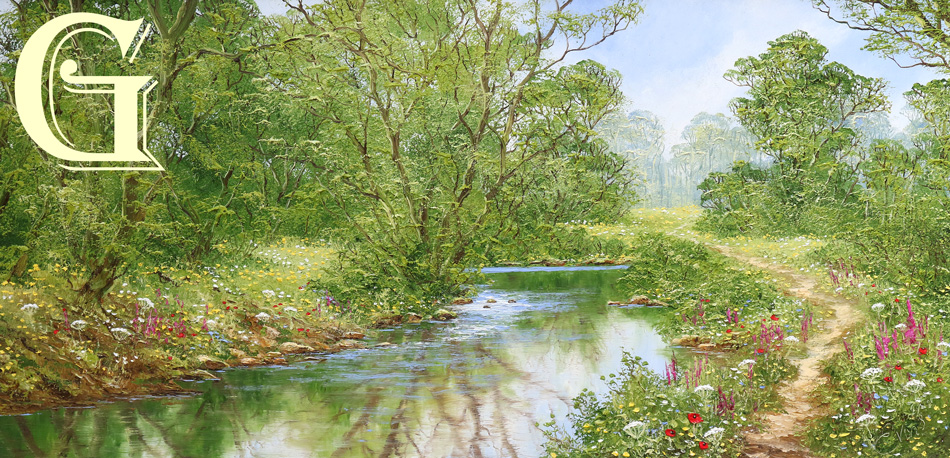 Terry Evans oil painting. FLORAL RIVERSIDE