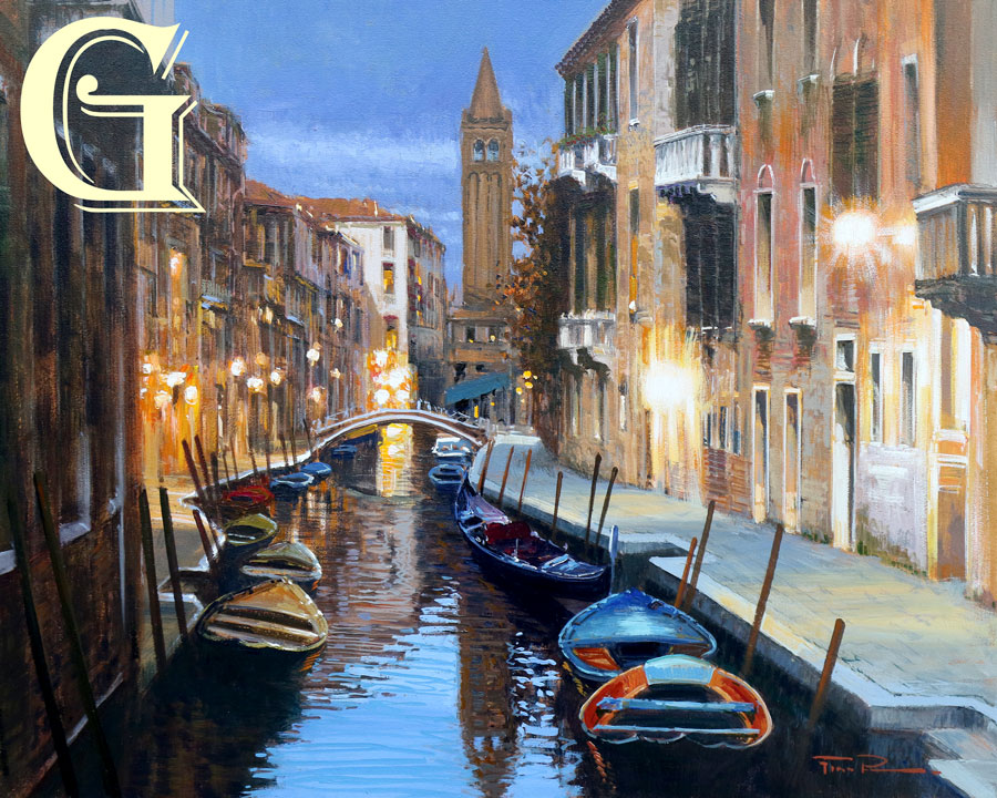 FIORE, OIL PAINTING, QUIET WATERS, VENETIAN EVENING