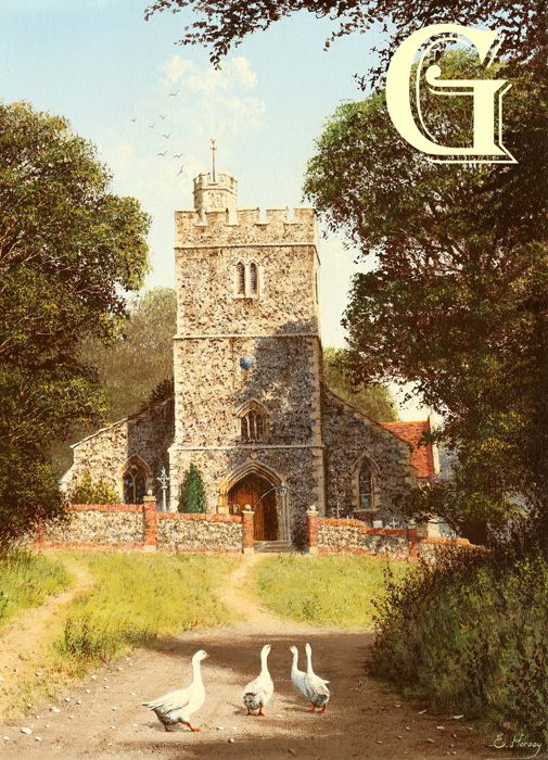 EDWARD HERSEY original painting, OFF TO CHURCH