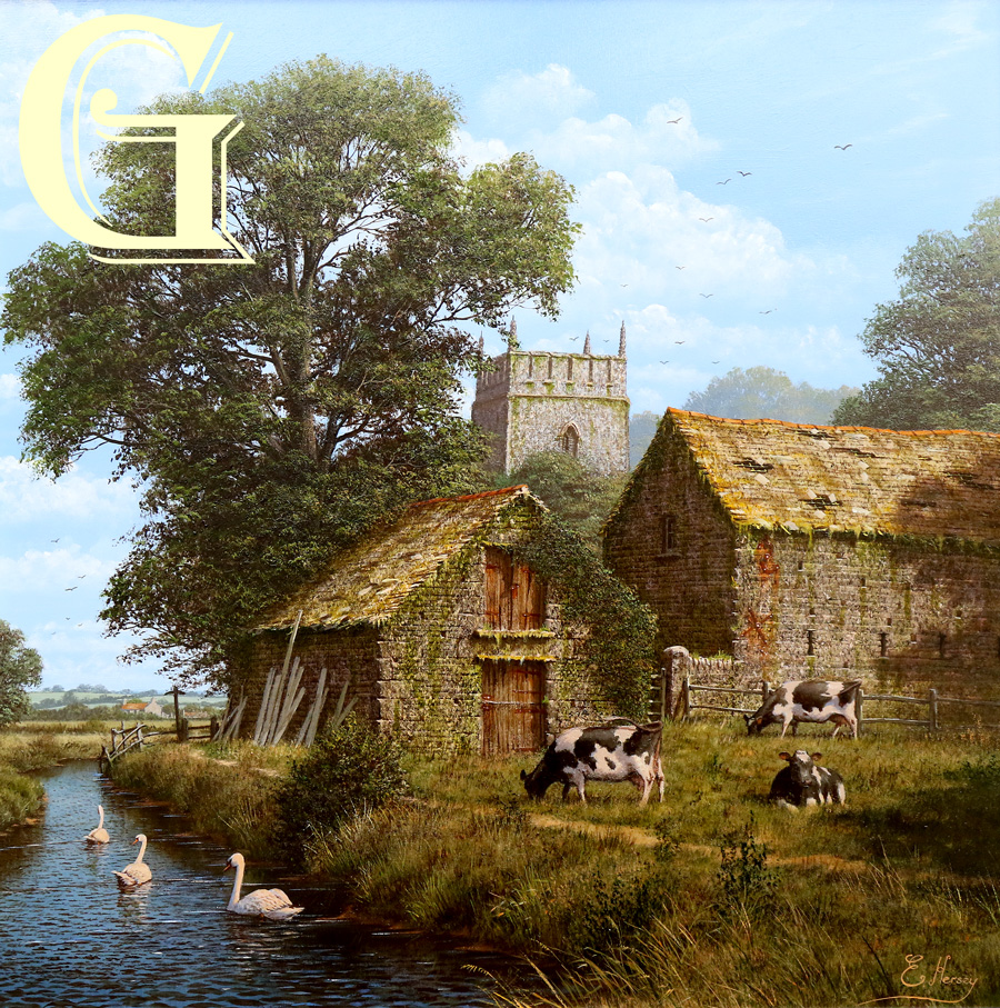 EDWARD HERSEY original painting, ABBEY FARM