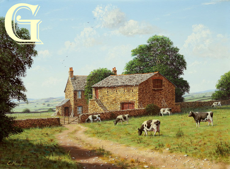 EDWARD HERSEY original painting, AFTERNOON WALK, LOWER SLAUGHTER