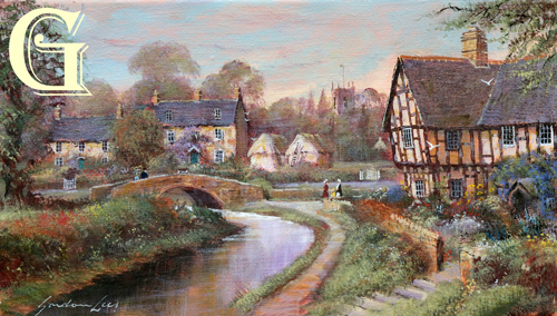 Gordon Lees original painting,  A CHAT BY THE RIVER