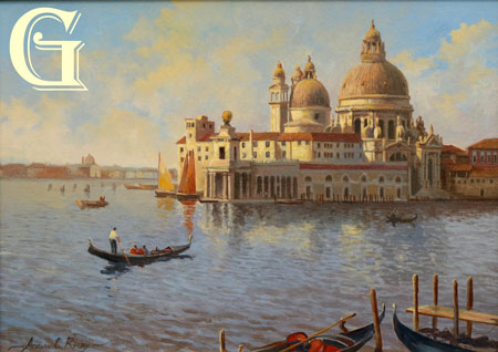 Adrian Rigby, original painting, THE SALUTE VENICE