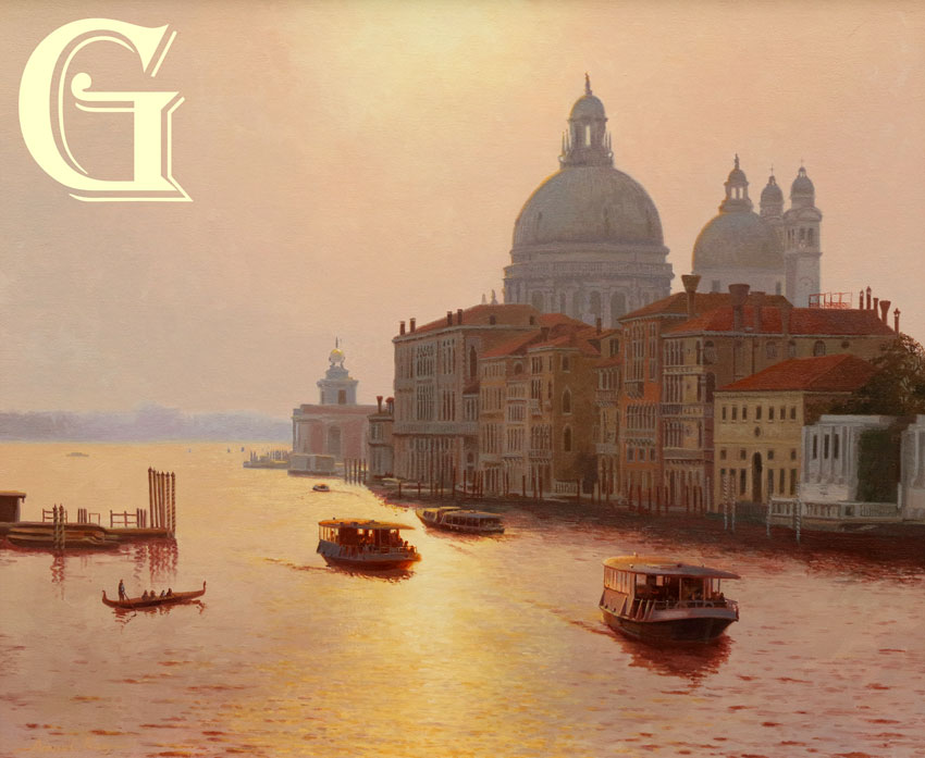 Adrian Rigby, original painting, DAWN ON THE GRAND CANAL