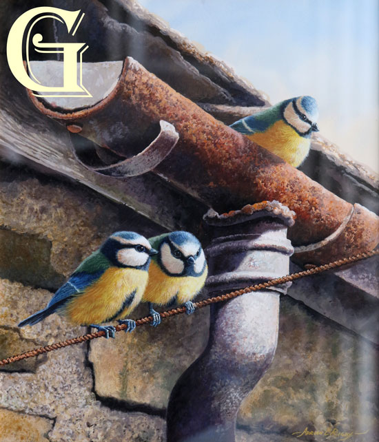 Adrian Rigby, original painting, BLUETITS