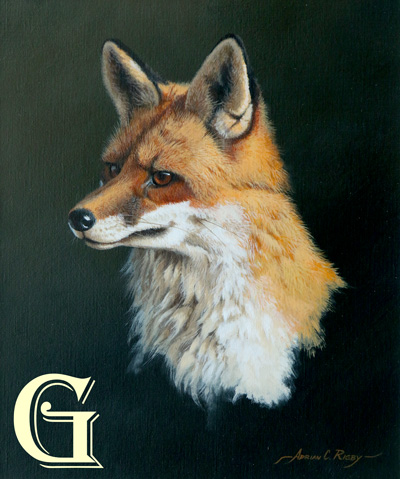 Adrian Rigby, original painting, RED FOX